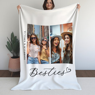 Modern Besties Twee Foto's Script BBF Fleece Deken