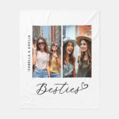 Modern Besties Twee Foto's Script BBF Fleece Deken (Voorkant)