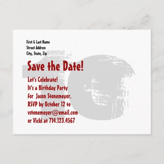 Modern Bewaar de datum 10e Verjaardagsfeestje W01F Aankondigingskaart (Achterkant)