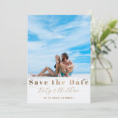 Modern Bewaar de datum Faux Gold Feestdagenkaart (Staand voorkant)