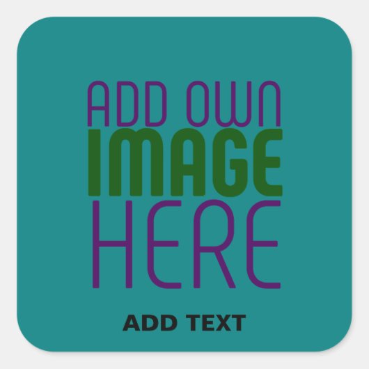 MODERN BEWERKBAAR BLAUWGROEN GROEN AFBEELDING TEKS VIERKANTE STICKER (Voorkant)