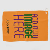 MODERN BEWERKBAAR DONKER ORANJE AFBEELDING TEKST S GOLFHANDDOEK (Horizontaal)