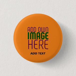 MODERN BEWERKBAAR DONKER ORANJE AFBEELDING TEKST S RONDE BUTTON 3,2 CM