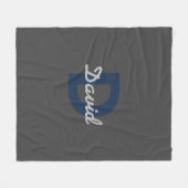 Modern bewerkbaar Donkergrijs & Blauw Naam & Monog Fleece Deken (Voorkant (Horizontaal))
