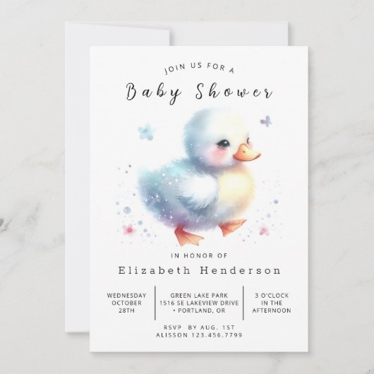 Modern bewerkbaar eendenBaby shower Kaart (Voorkant)