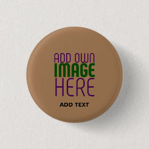 MODERN BEWERKBAAR EENVOUDIG BRUIN AFBEELDING TEKST RONDE BUTTON 3,2 CM