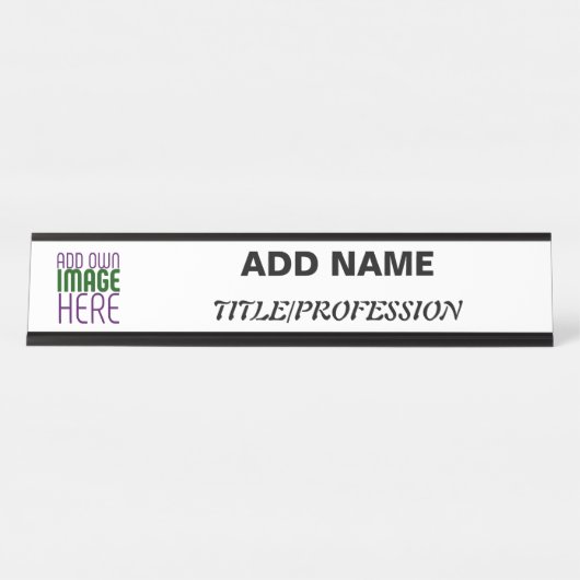 MODERN BEWERKBAAR EENVOUDIG WIT AFBEELDING TEKST S BUREAU NAAMBORDJE (Voorkant)