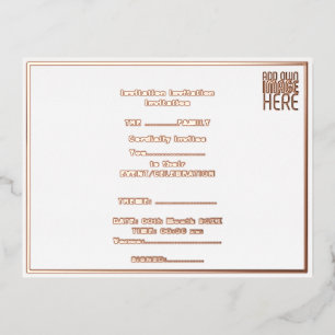 MODERN BEWERKBAAR EENVOUDIG WIT AFBEELDING TEKST S FOLIE UITNODIGING BRIEFKAART