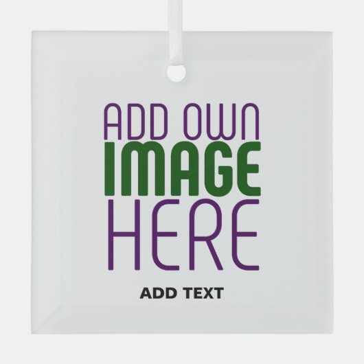 MODERN BEWERKBAAR EENVOUDIG WIT AFBEELDING TEKST S GLAS ORNAMENT (Voorkant)