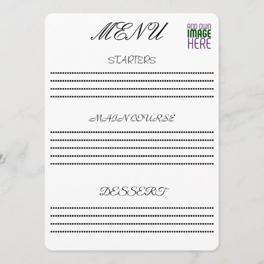 MODERN BEWERKBAAR EENVOUDIG WIT AFBEELDING TEKST S MENU (Voorkant)