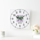 MODERN BEWERKBAAR EENVOUDIG WIT AFBEELDING TEKST S VIERKANTE KLOK (Huis)