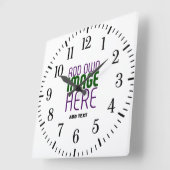 MODERN BEWERKBAAR EENVOUDIG WIT AFBEELDING TEKST S VIERKANTE KLOK (Hoek)