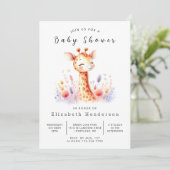 Modern bewerkbaar Giraffe Baby shower Kaart (Staand voorkant)