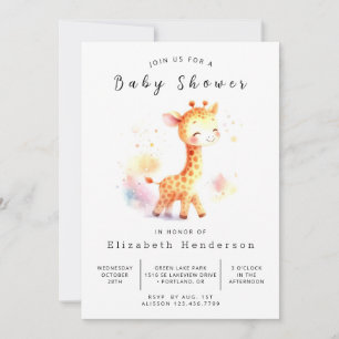 Modern bewerkbaar Giraffe Baby shower Kaart