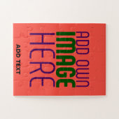 MODERN BEWERKBAAR ROOD SINAASAPPEL AFBEELDING TEKS LEGPUZZEL (Horizontaal)