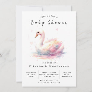 Modern bewerkbaar Swan-Baby shower Kaart
