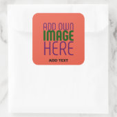 MODERN BEWERKBAAR TOMATENROOD AFBEELDING TEKST SJA VIERKANTE STICKER (Tas)