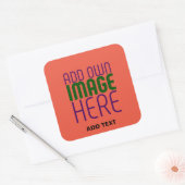 MODERN BEWERKBAAR TOMATENROOD AFBEELDING TEKST SJA VIERKANTE STICKER (Envelop)