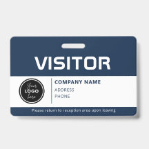 Modern bezoekerspas ID-badge blauw