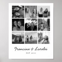 Modern BFF Best Friends Photo Collage Black White