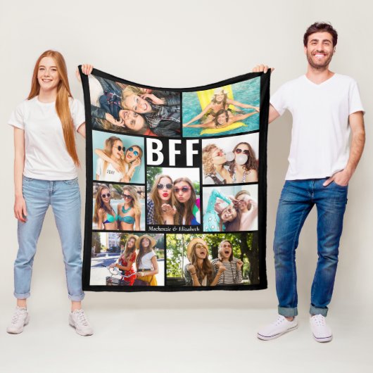 Modern BFF Best Friends Photo Collage Names Fleece Deken (In situ)
