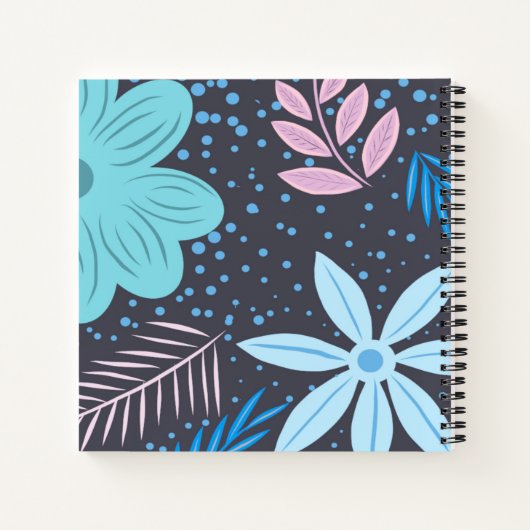 Modern Big Blue Flower Pattern roze Monogram Notitieboek (Achterkant)