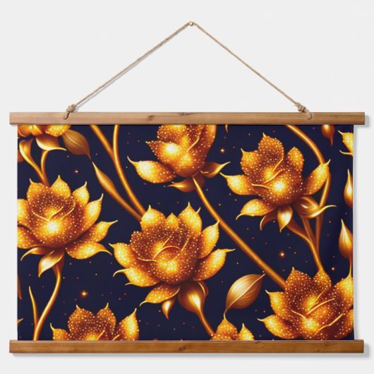 Modern Big Luxury Gold Roos Collectie Hangend Wandkleed (Voorkant)