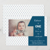 Modern Big One First Birthday Foto Kaart (Voorkant / Achterkant)