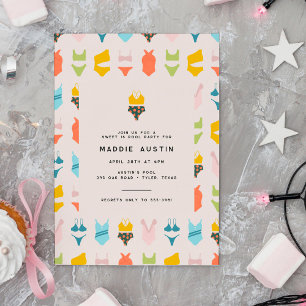 Modern Bikini Tiener Tween Verjaardag Zwembad Part Kaart