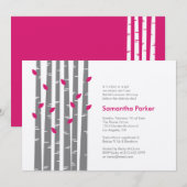 Modern Birch - Fuchsia Baby shower Invitation Kaart (Voorkant / Achterkant)