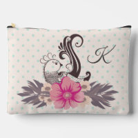 Modern Bird and Flora Dotty Monogrammed