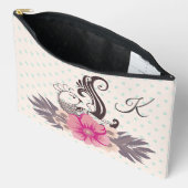 Modern Bird and Flora Dotty Monogrammed Etui (Open)