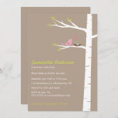 Modern Bird Birch Baby shower Invitation - Boy Kaart (Voorkant / Achterkant)