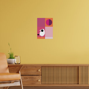 Modern Bird Color Block Roze Sinaasappel Poster