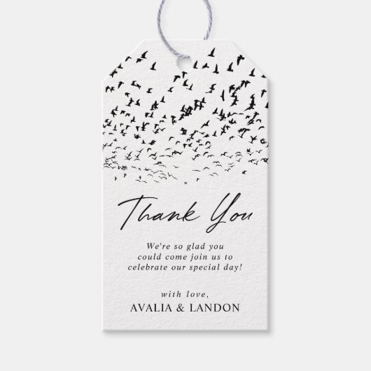 Modern Birds of a Feather Wedding Dank u Cadeaulabel (Voorkant)