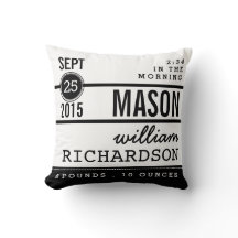 Modern Birth Baby Boy Personalized Nursery Pillow