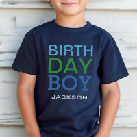 Modern Birthday Boy Navy Blue Name Age Number