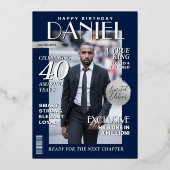 Modern Birthday Custom Magazine Hoesje, Portret Folie Uitnodiging (Achterkant)