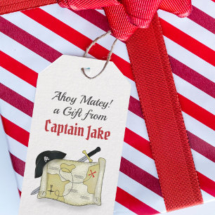 Modern Birthday Cute Pirate Map Treasure Cadeaulabel