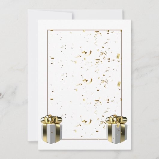 Modern Birthday Invitation Card with Golden Balloo (Dos)