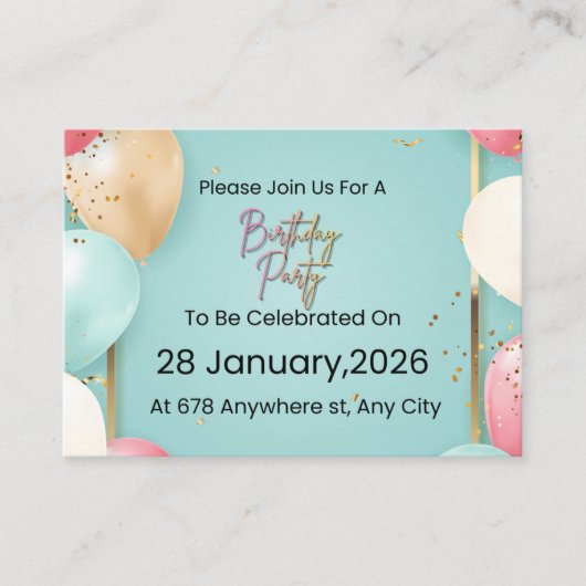 Modern Birthday Party Invitation || Customizable (Devant)