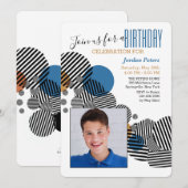 Modern Birthday Photo Invitation Kaart (Voorkant / Achterkant)
