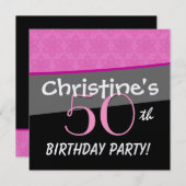 Modern Birthday Pink en Black Flower Star Pattern Kaart (Voorkant / Achterkant)