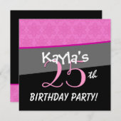 Modern Birthday Pink en Black Flower Star Pattern Kaart (Voorkant / Achterkant)