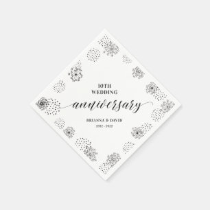 Modern Black 10th Wedding Jubileum Party Napkin Servet