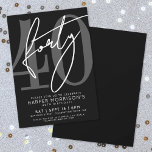Modern Black 40th Birthday Party Invitation<br><div class="desc">Celebrate in style with this elegant yet modern 40th Birthday Party Invitation, perfect for marking a milestone in chic fashion. The design features a bold black background with a large “40” in gray at the top left for a sleek, contemporary look. The party details are arranged neatly at the bottom...</div>