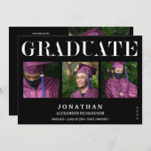 Modern Black 4 Foto Afstuderen Aankondiging 2M (Voorkant / Achterkant)