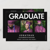 Modern Black 4 Foto Afstuderen Aankondiging 3M (Voorkant / Achterkant)