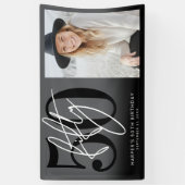 Modern Black 50th Birthday Party Spandoek (Verticaal)