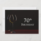 Modern Black 70th Birthday Wine Glass Party Kaart (Achterkant)